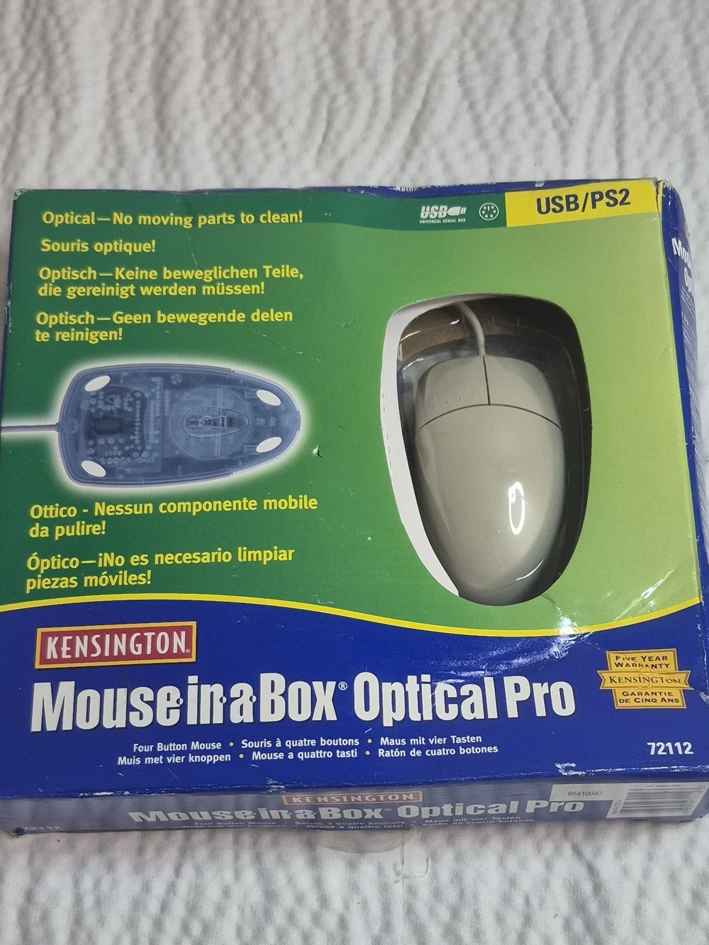 Kensington Mouse-in-a-Box Optical Pro Wired Mouse - White